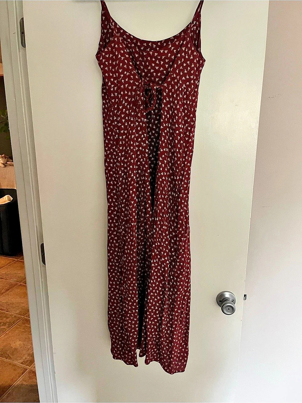 Brandy Melville Colleen Floral long Dress Burgundy & White